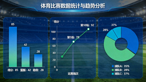 体育数据可视化图表展示比赛统计与趋势变化